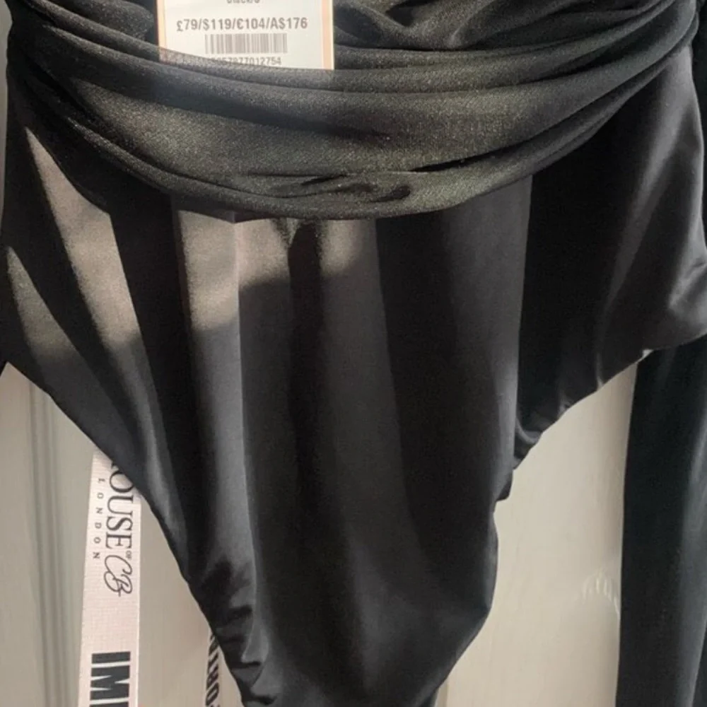 House of CB Black Emme Sheer Organza Tulle Bodysuit NWT - Picture 12 of 13
